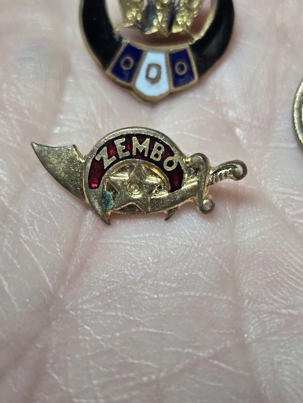 Vintage Gold Filled and Black Enamel Men’s Lapel Pins - Zembo Design
